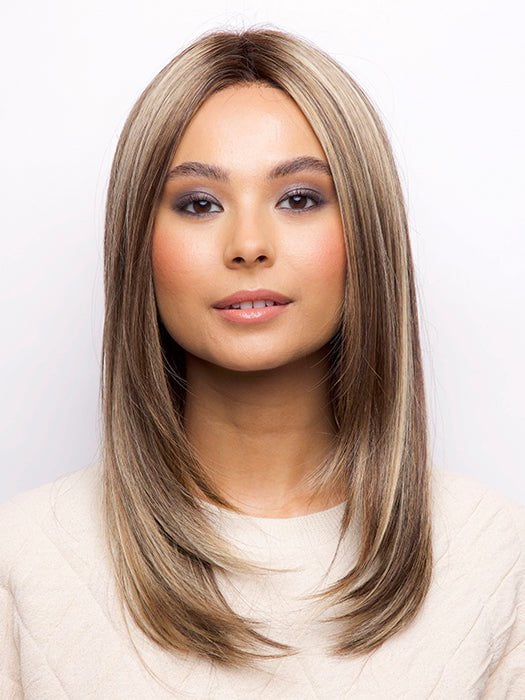 BLAIR by Rene of Paris in BRONZE-HAZELNUT-R | Dark Brown Root with a blend of Warm Blonde, Cool Light Blonde and Dark Brown PPC MAIN IMAGE