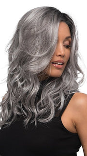 CHROMERT1B | Gray and White with 25% Medium Brown Blend and Off-Black Roots
