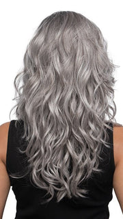 BLAZE by Estetica in CHROMERT1B | Gray and White with 25% Medium Brown Blend and Off-Black Roots