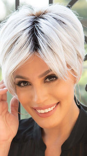 BRADY by ESTETICA in SILVERSUN/RT8 | Iced Blonde Dusted with Soft Sand and Golden Brown Roots
