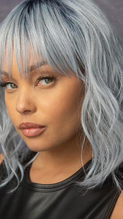 BREEZY WAVEZ by Rene of Paris in FROZEN-SAPPHIRE | Icey Blue Base with Indigo Black Roots