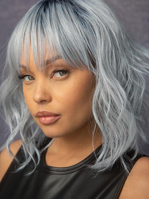 BREEZY WAVEZ by Rene of Paris in FROZEN-SAPPHIRE | Icey Blue Base with Indigo Black Roots