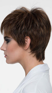 Flat iron for a spiky edge or heat roll for a softer appearance