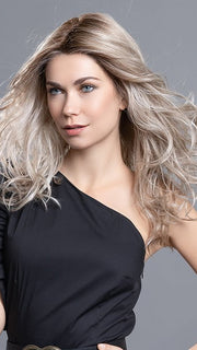 DIVA by Ellen Wille in CHAMPAGNE-ROOTED 24.14.20 | Lightest Ash Blonde, Medium Ash Blonde, and Light Strawberry Blonde blend with Dark Shaded Roots