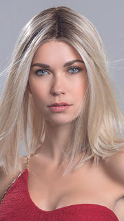 DRIVE by ELLEN WILLE in PASTEL BLONDE ROOTED 25.22.26 | Pearl Platinum, Dark Ash Blonde, and Medium Honey Blonde mix with a darker root