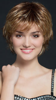 LIGHT BERNSTEIN ROOTED | Light Auburn, Light Honey Blonde, and Light Reddish Brown blend and Dark Roots