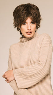 This trendy short wig features a monofilament crown.