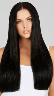 24" Clip-In Extensions 200 grams by LEYLA MILANI in 1B | NATURAL BLACK
