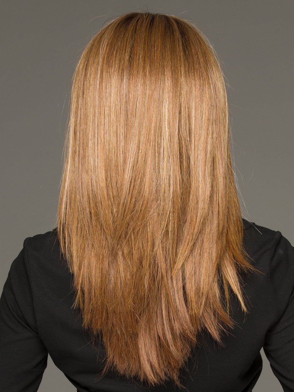 GOLDEN NUTMEG | Medium Brown roots with overall Warm Cinnamon base and Golden Blonde highlights (This piece has been styled and straightened)