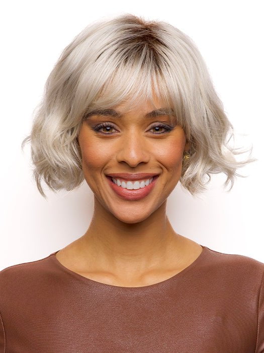 FELIX by Rene of Paris in MILKY-OPAL-R | A Blend of Creamy Blonde and White Blonde Rooted with Warm Brown