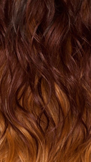 GM238B | Gradual Mix OMBRE color. Auburn Brown Top, Bright Red Middle, Dark Golden Platinum Blonde Bottom