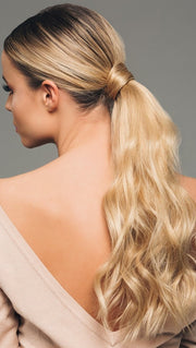 16" HUMAN HAIR PONY by Hairdo in R14/88H GOLDEN WHEAT | Dark Blonde Evenly Blended with Pale Blonde Highlights