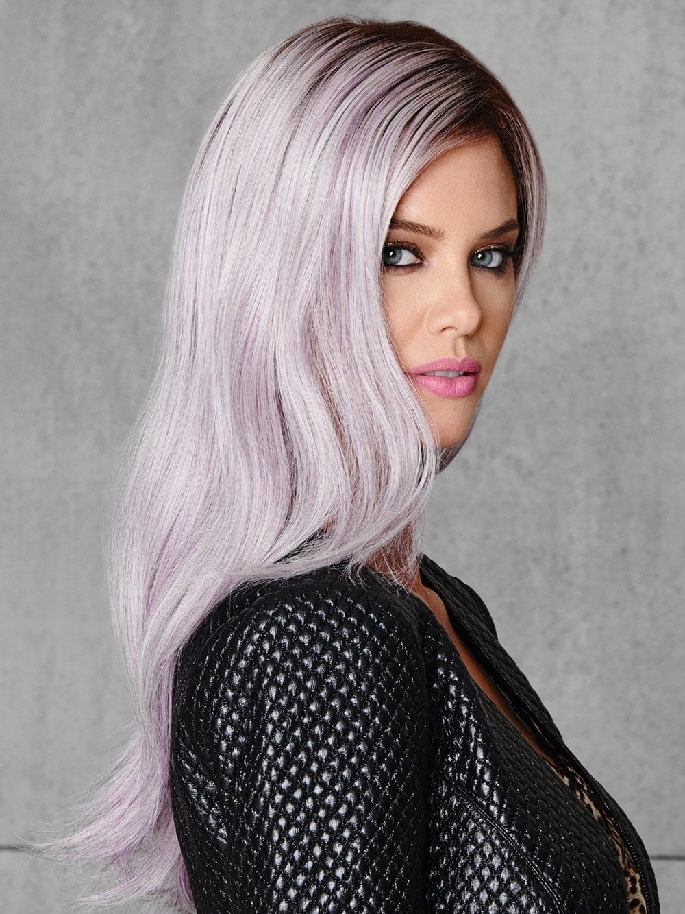 The long lilac hair is tipped and topped with a darker root to make it bold but believable. 