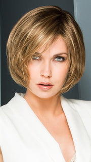LIGHT BERNSTEIN ROOTED | Light Auburn, Light Honey Blonde, and Light Reddish Brown Blend and Dark Roots