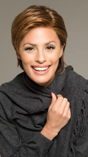 Prodigy is a short sleek ready to wear lace front wig with a hand-knotted top