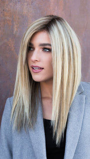 12FS8 | Light Gold Brown, Light Natural Gold Blonde and Pale Natural Gold-Blonde Blend, Shaded with Medium Brown (This piece has been styled and straightened)
