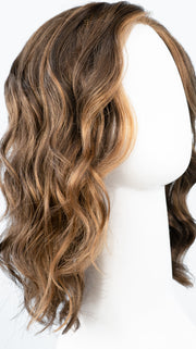 MILA by Jon Renau in 6F27 CARAMEL RIBBON | Brown with Light Red-Gold Blonde Highlights & Tips