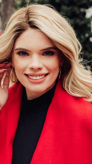 MARGOT by JON RENAU in 12FS8 SHADED PRALINE | Medium Natural Gold Blonde, Light Gold Blonde, Pale Natural Blonde Blend, Shaded with Dark Brown (This piece has been styled and curled)