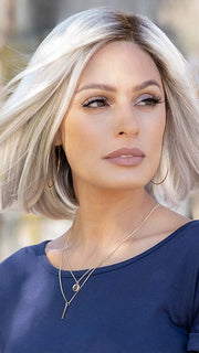 JAMISON by Estetica in SILVERSUN/RT8 | Iced Blonde Dusted with Soft Sand and Golden Brown Roots