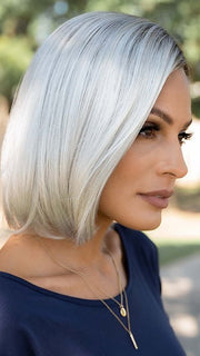 JAMISON by Estetica in SILVERSUN/RT8 | Iced Blonde Dusted with Soft Sand and Golden Brown Roots