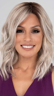 KAYLEE by Jon Renau in FS17/101S18 PALM SPRINGS BLONDE | Light Ash Blonde with Pure White Natural Violet Bold Highlights, Shaded with Dark Natural Ash Blonde