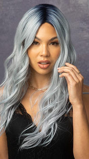 LAVISH WAVEZ by Rene of Paris in FROZEN-SAPPHIRE | Dark brown base with gray and blue mix