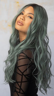 LAVISH WAVEZ by Rene of Paris in SMOKY-FOREST | Dark brown base with gray and green mix
