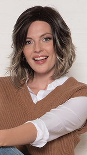 MELLOW by Estetica in AMERICANO | Dark Brown Base with Medium Golden Brown, Pale Blonde, and Platinum Blonde Highlights