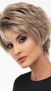 MICKI by Envy in CHAMPAGNE-SHADOW | Soft Dark Blonde with Platinum Highlights and Chestnut Roots