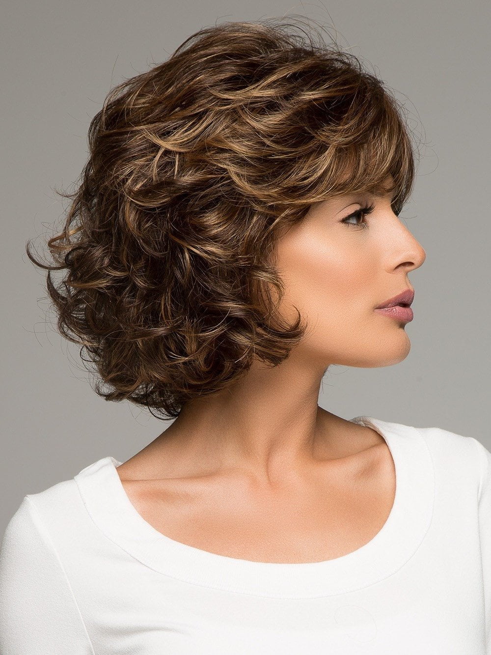 Mariah by Noriko is simply elegant, a beautiful chin length Bob with soft tousled curls.