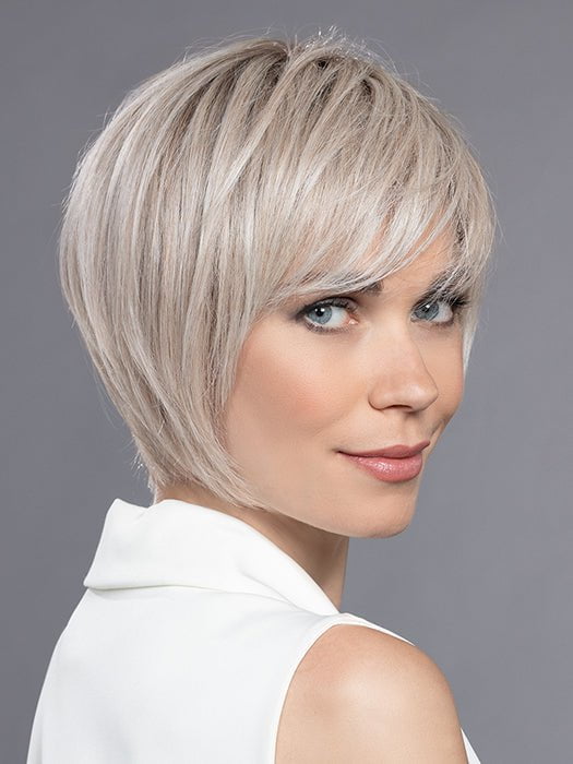 An up to date edgy bob with at tapered neckline and fuller crown area