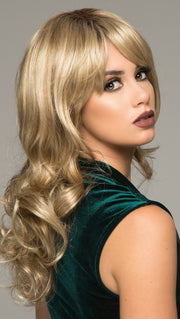 AVERY by NORIKO in CREAMY TOFFEE R | Rooted Dark Blonde  Evenly Blended with Light Platinum Blonde and Light Honey Blonde
