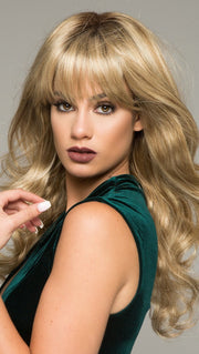 AVERY by NORIKO in CREAMY TOFFEE R | Rooted Dark Blonde  Evenly Blended with Light Platinum Blonde and Light Honey Blonde