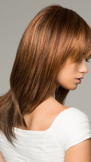 ENIGMA by RAQUEL WELCH in R3329S+ GLAZED AUBURN | Rich Dark Auburn with Pale Ginger Blonde Highlights