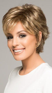VOLTAGE WIG by RAQUEL WELCH in SS14/88 SHADED GOLDEN WHEAT | Dark Blonde Evenly Blended with Pale Blonde Highlights and Dark Roots