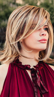 BIG TIME by RAQUEL WELCH in RL12/22SS SHADED CAPPUCCINO | Light Golden Brown Evenly Blended with Cool Platinum Blonde Highlights with Dark Roots