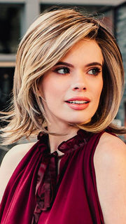 BIG TIME by RAQUEL WELCH in RL12/22SS SHADED CAPPUCCINO | Light Golden Brown Evenly Blended with Cool Platinum Blonde Highlights with Dark Roots