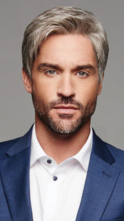 RESERVED Men's Wig by HIM in M44S | Darkest Brown With 50% Grey Blend PPC MAIN IMAGE FB MAIN IMAGE