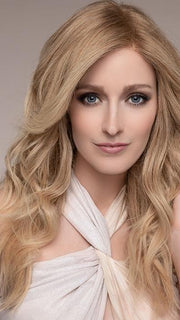 CASCADE by ELLEN WILLE in SANDY BLONDE ROOTED | Medium Honey Blonde, Light Ash Blonde, and Lightest Reddish Brown blend with Dark Roots PPC MAIN IMAGE FB MAIN IMAGE