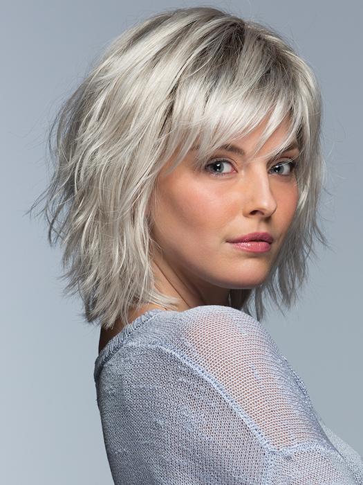 JONES by Estetica in SILVERSUN/RT8 | Iced Blonde Dusted with Soft Sand and Golden Brown Roots