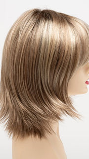 SPARKLING-CHAMPAGNE | Medium Brown roots with overall Strawberry Blonde base and soft Golden Blonde highlights
