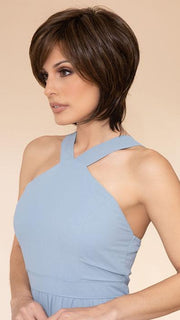WHITNEY by ENVY in AMARETTO CREAM | Dark Brown roots with overall Medium Brown base with Honey Blonde highlights
