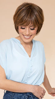TEXTURED FRINGE BOB by HAIRDO in R829S+ GLAZED HAZELNUT | Medium Brown with Ginger highlights on top