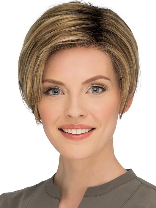 PERRY by ESTETICA in RMH12/26RT4 | Light Brown with chunky Golden Blonde highlights and Dark Brown roots