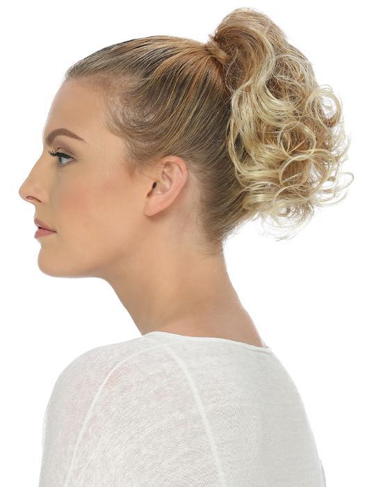This style features 9" loose layered curls attached to a spring clip allowing for a quick and easy way to add some fun to your updo