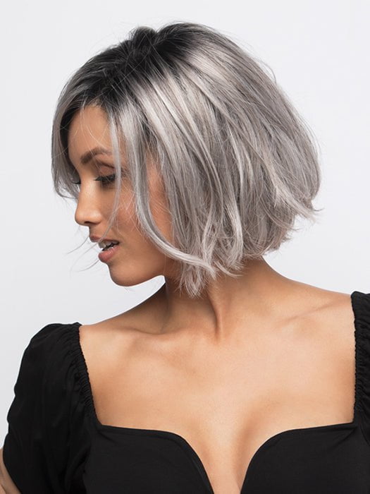 CHROMERT1B | Gray and White with 25% Medium Brown Blend and Off-Black Roots