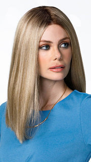 SELENA by Jon Renau in FS17/101S18 PALM SPRINGS BLONDE | Light Ash Blonde with Pure White Natural Violet Bold Highlights, Shaded with Dark Natural Ash Blonde