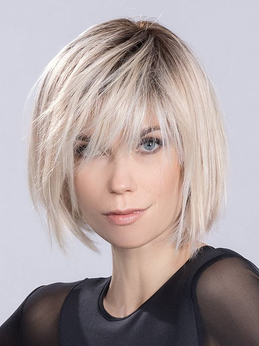SOUND by Ellen Wille in LIGHT CHAMPAGNE ROOTED 23.25.24 | Lightest Pale Blonde and Lightest Golden Blonde with Lightest Ash Blonde Blend and Shaded Roots | Style shown has been heat styled straight