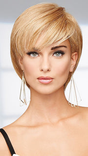 The 100% human hair can be tucked behind the ears and styled like a pixie or a short bob with face framing layers.
