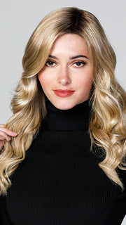 TOP COVERAGE WAVY 18" by Jon Renau in 12FS8 SHADED PRALINE | Light Gold Brown, Light Natural Gold Blonde & Pale Natural Gold-Blonde Blend, Shaded with Medium Brown PPC MAIN IMAGE FB MAIN IMAGE
